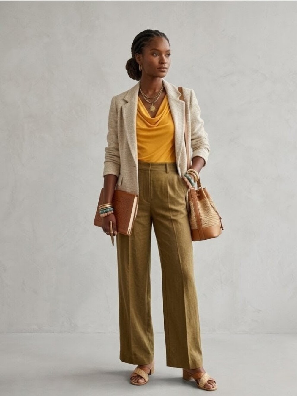 Worthington Women's Size Small Mustard Yellow Swoop Neck Sleeveless Blouse